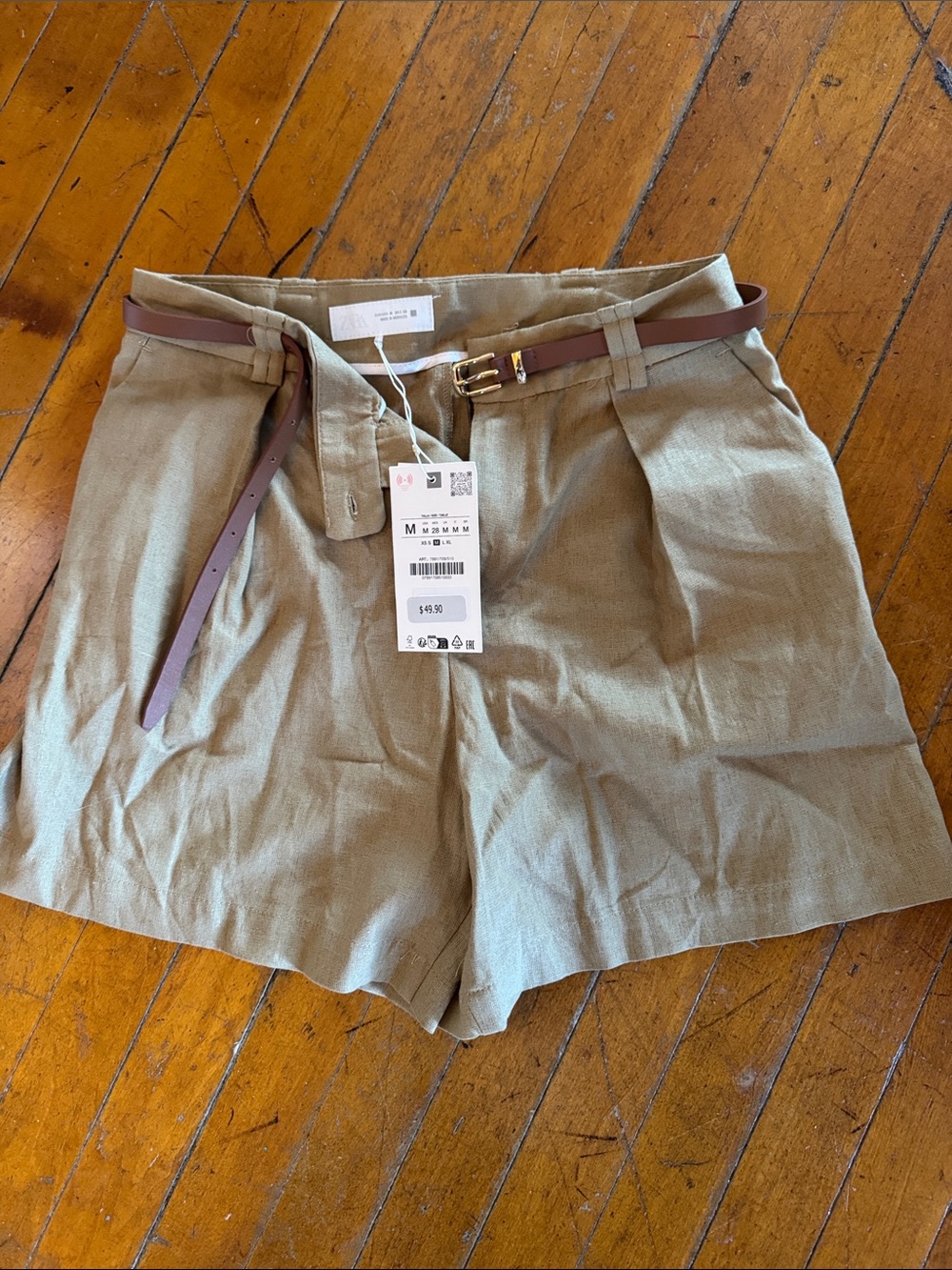 Zara linen tan shorts